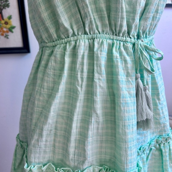 Majorelle Mint Gingham Halter Ruffle Dress – Size M - Picture 3 of 13
